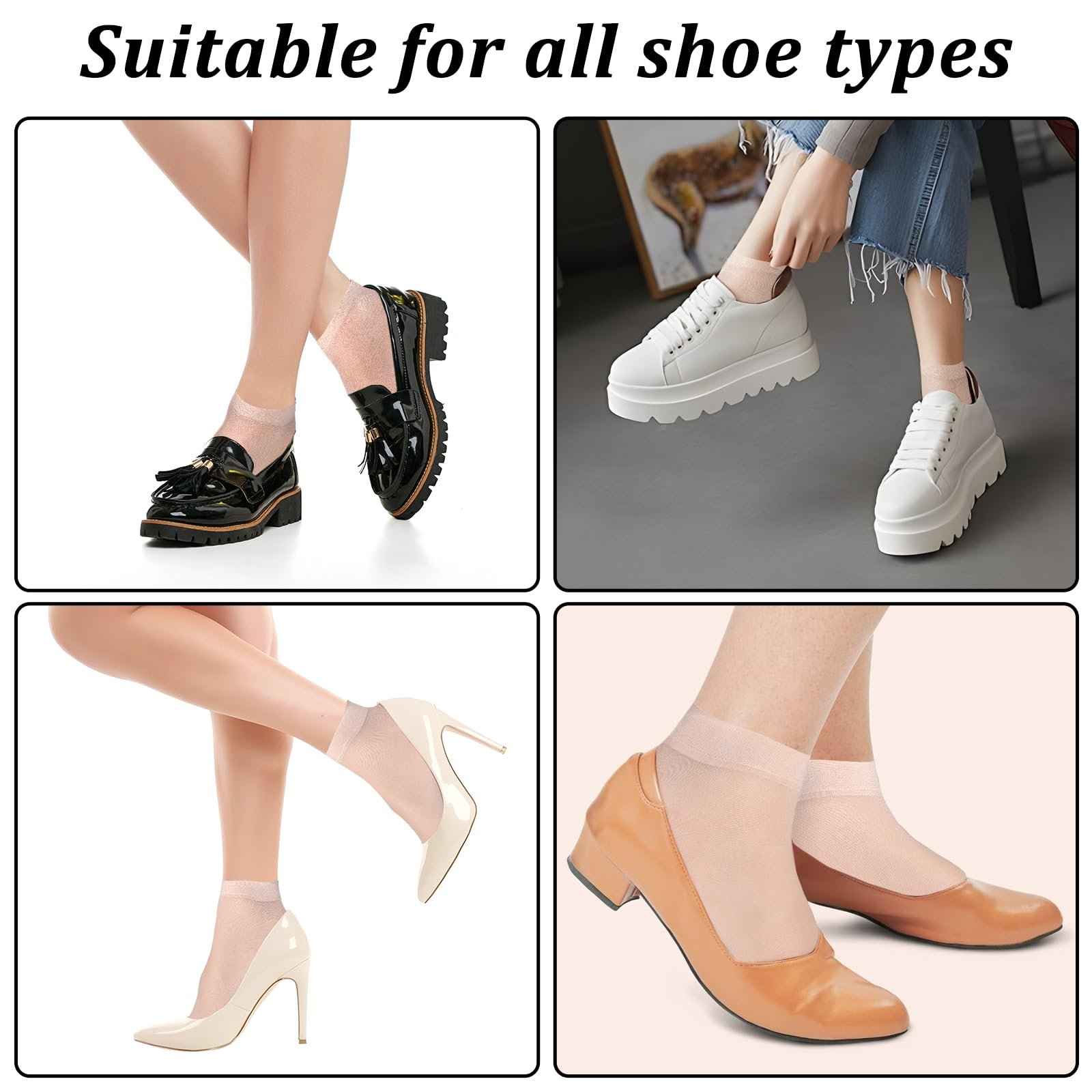 Шкарпетки жіночі 10 пар Тонкі прозорі нейлонові гольфи до щиколотки, фото №4