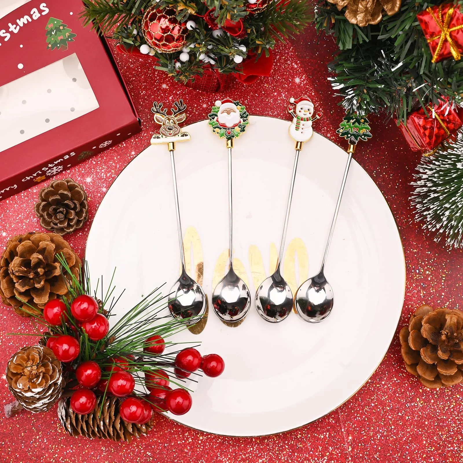 Ложки для кави Різдвяні, набір з 4, фото №6