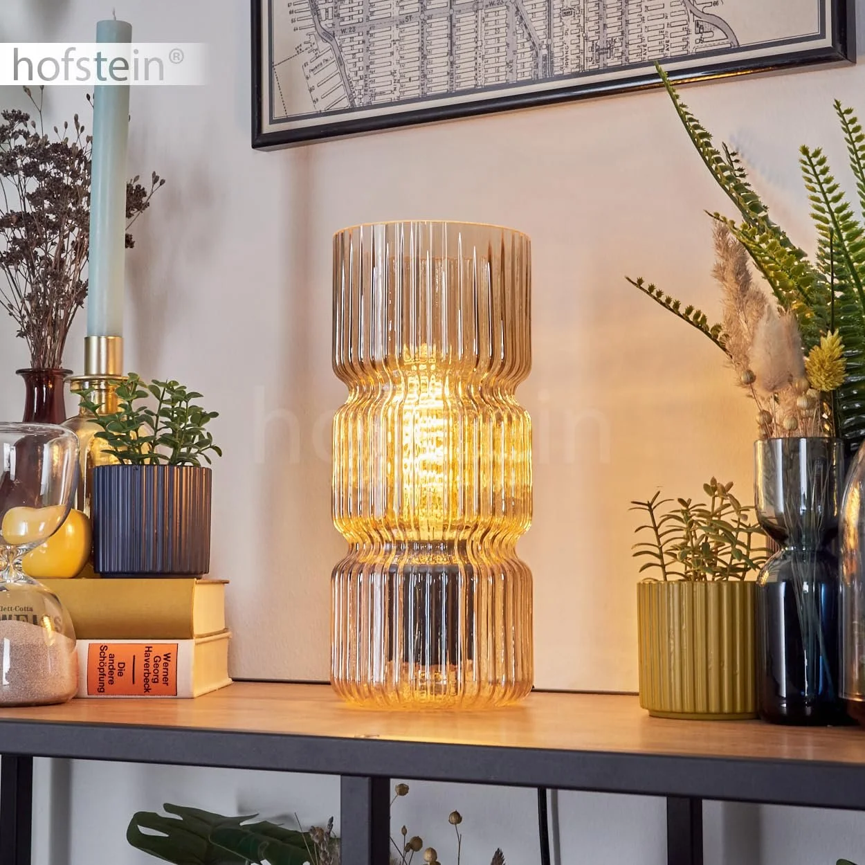 Настільна лампа Penteado Метал / Скло Скляний плафон 10.5 см 1 x E27 Чорний / Янтарний, фото №8