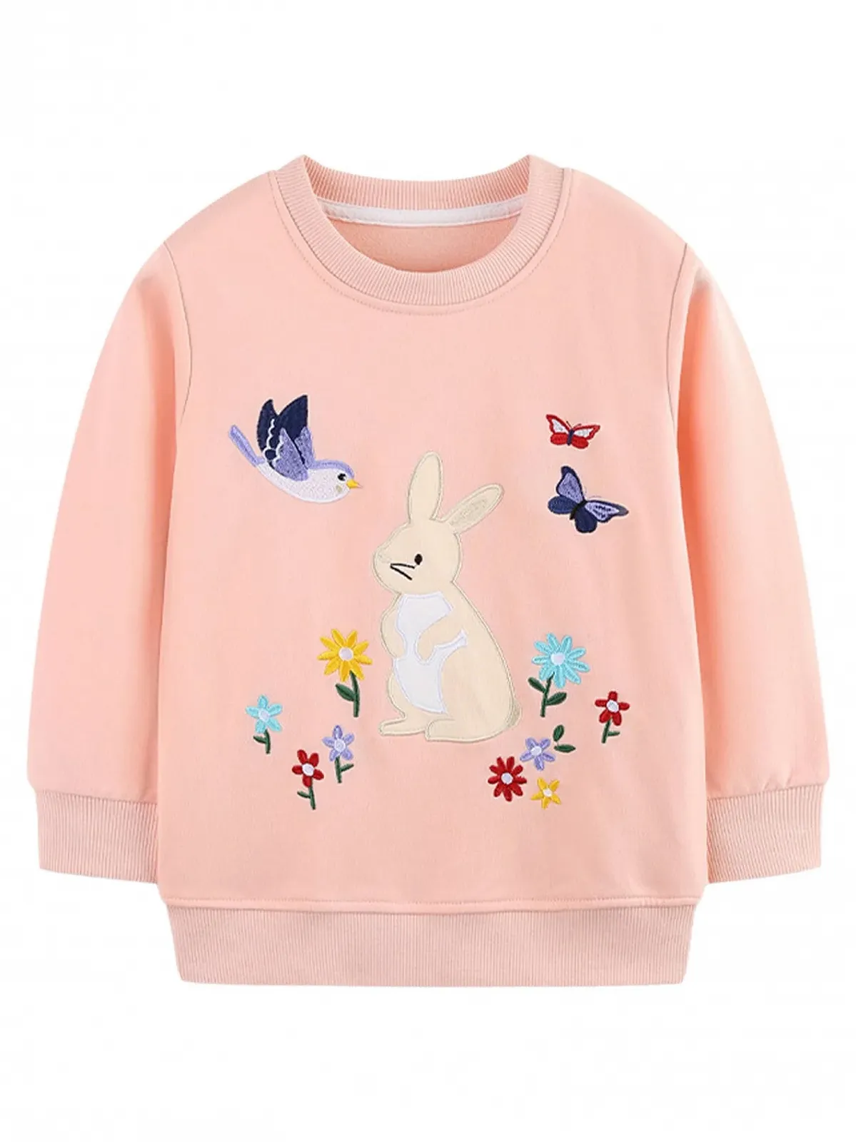 Світшот Raenseen для дівчат, з вишивкою кролика та квітковим візерунком, фото №1
