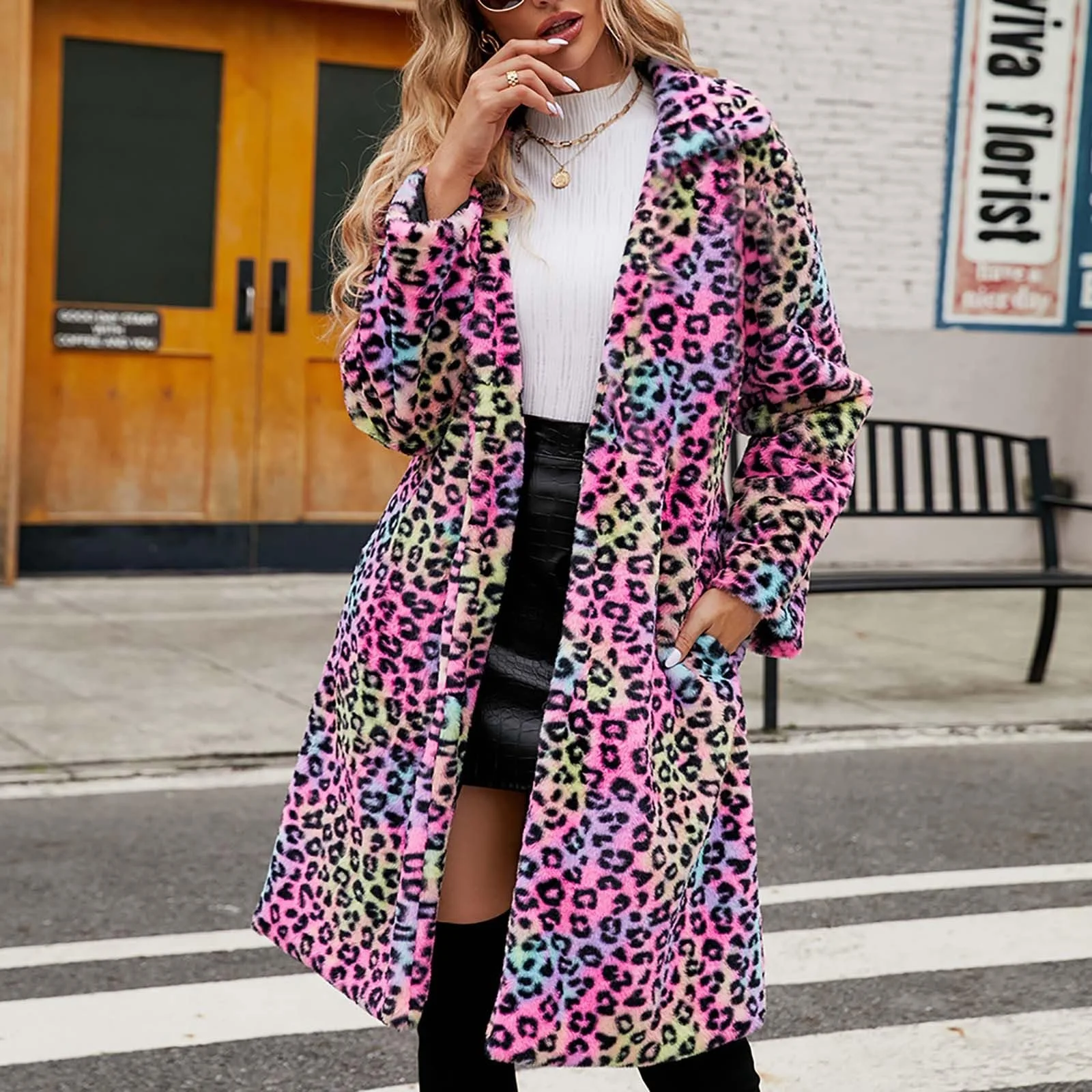 Штучна шуба Леопардова рожева, фото №3 Штучна шуба Леопардова рожева, фото №3