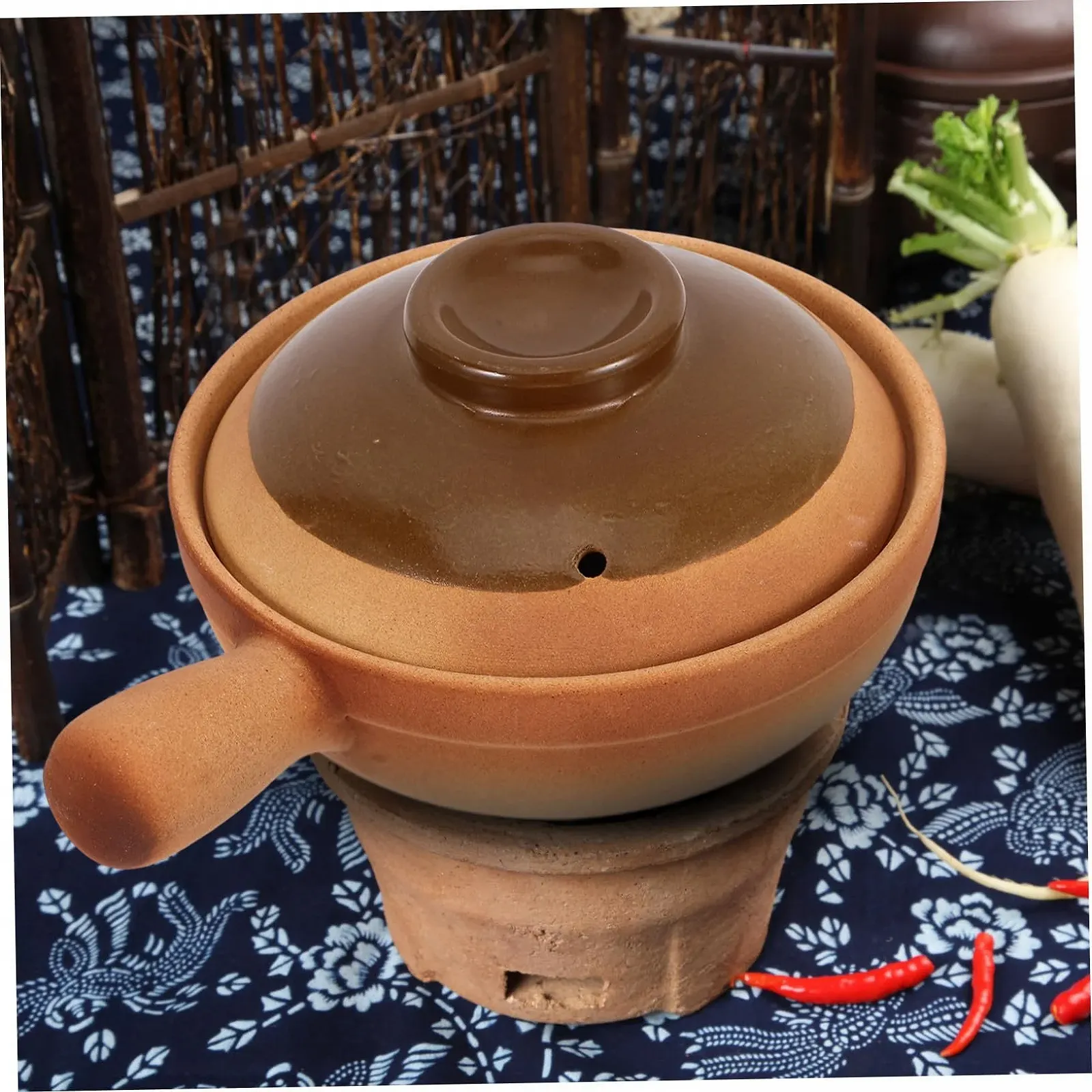 Горщик керамічний SOLUSTRE 850 мл з кришкою та бічною ручкою термостійкий для рису та каш, фото №4