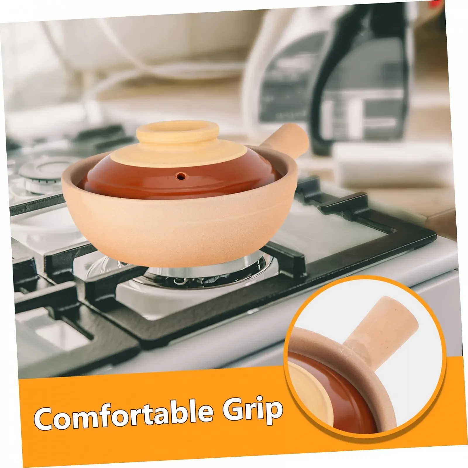 Кастрюля Garneck керамическая терракотовая с крышкой и одной ручкой жаростойкая, фото №7