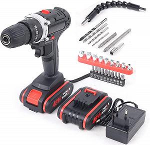 Аккумуляторный Шуруповерт 21 В Бесщеточная Дрель с 2 аккумуляторами и зарядным устройством 25-28 Нм 1350 об/мин Максимум - Фото 1