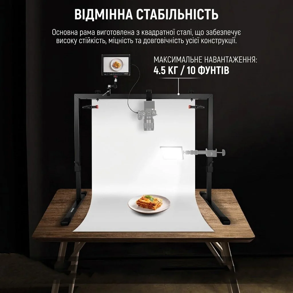 Стійка для настільної зйомки з верхнім кріпленням камери Neewer ST100 / 100 x 92.5 см / Чорний, фото №4