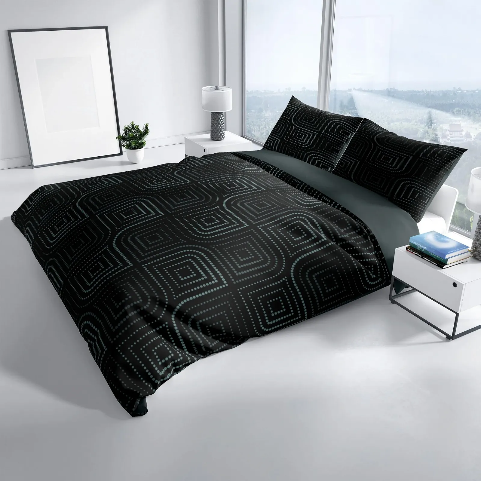 Комплект постільної білизни Leonado Vicenti Renforce у смужку з блискавкою 135 x 200 см Темно-бірюзовий/Чорний, фото №2