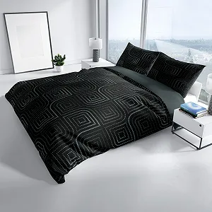 Комплект постільної білизни Leonado Vicenti Renforce у смужку з блискавкою 135 x 200 см Темно-бірюзовий/Чорний synthetic.ua - Фото 1