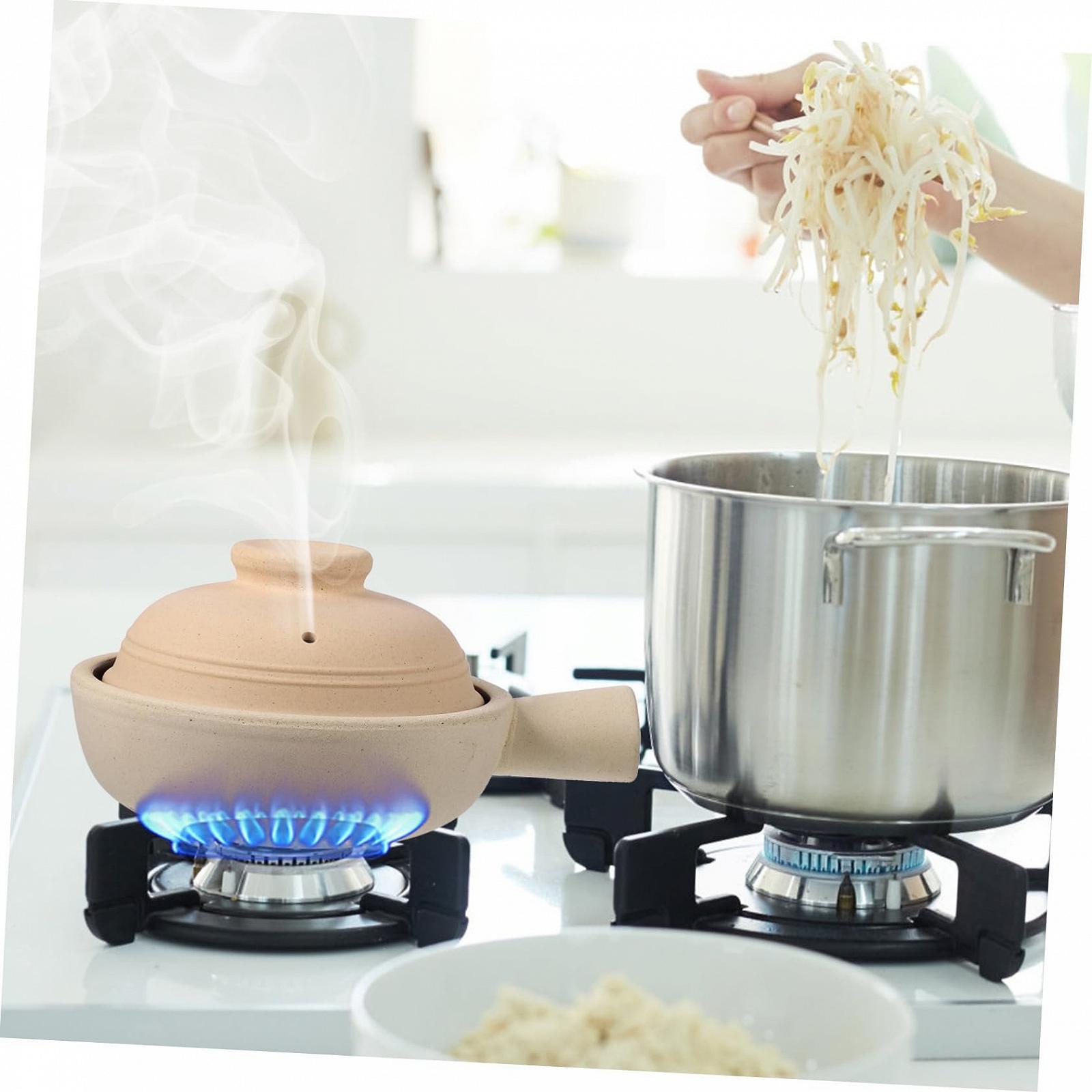 Ківш керамічний TOYANDONA з грубої кераміки з однією ручкою та кришкою, фото №9