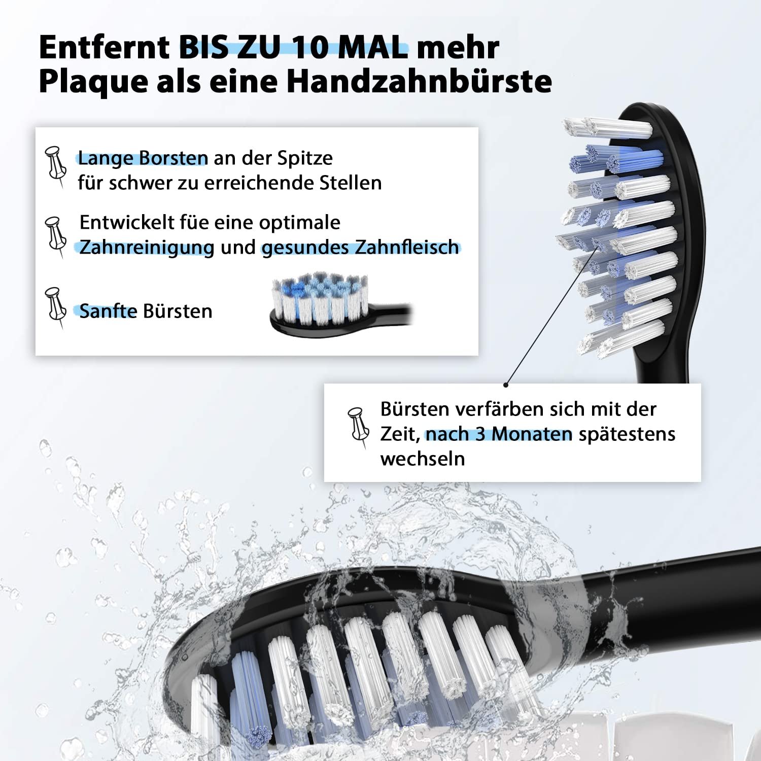 Змінні насадки для зубної щітки Tristan Auron 4 шт. Black, фото №3