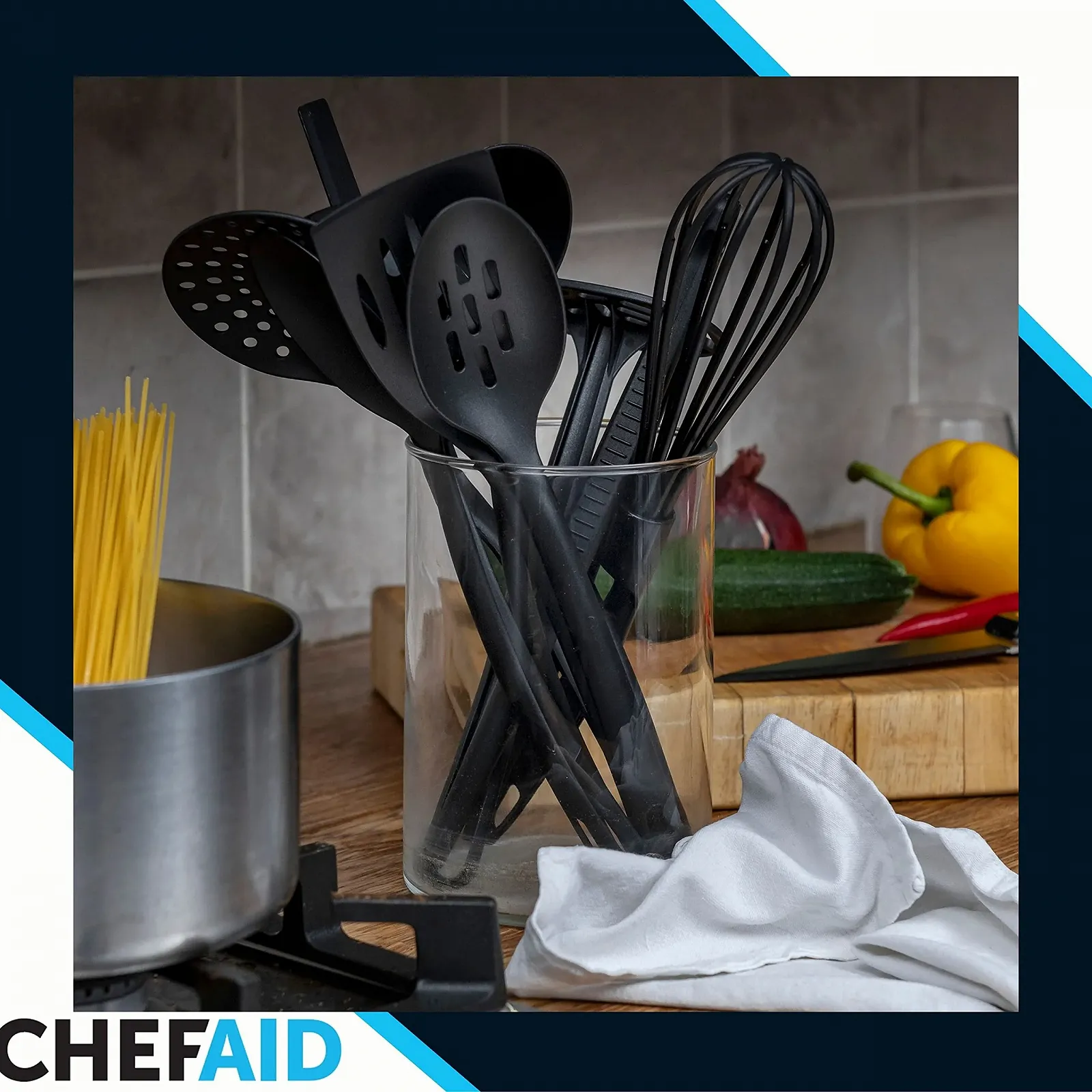 Лопатка Chef Aid Нейлоновая С прорезями Черная, фото №5