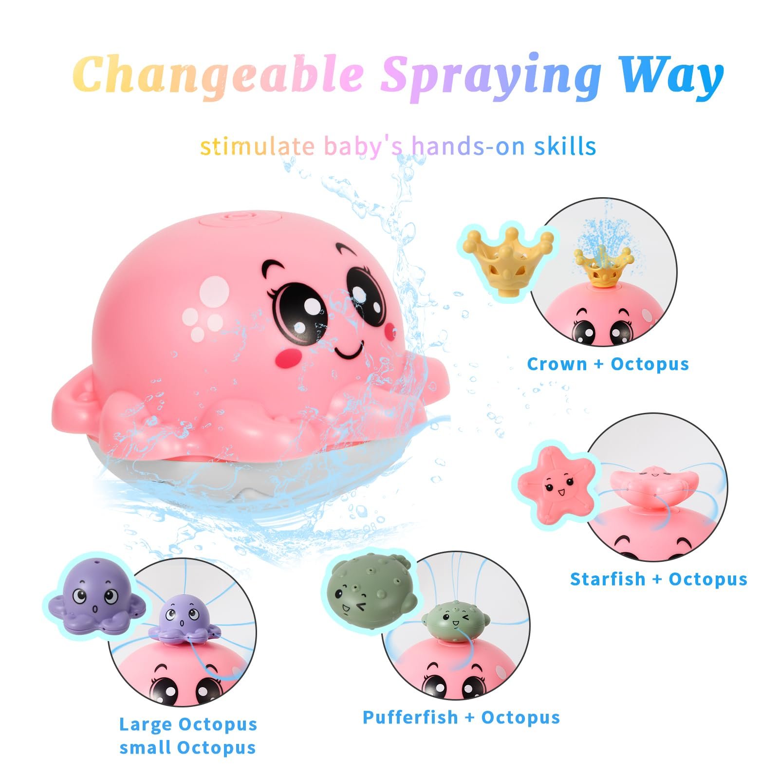 Игрушка для ванны Детская светодиодный осьминог, фото №5