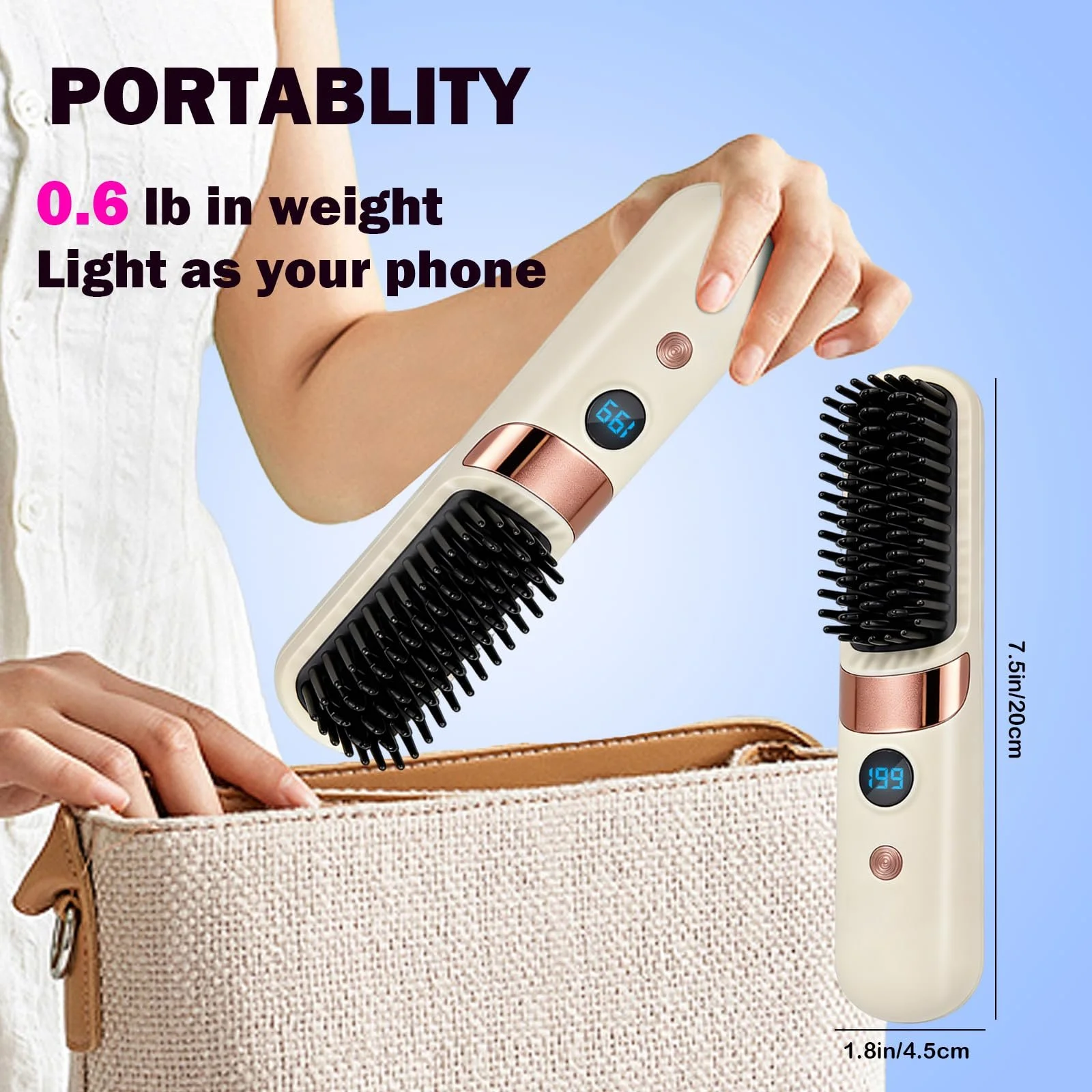 Щітка для стайлінгу Go Brush Pro для короткого волосся з іонізацією 4 температурні режими бездротова, фото №6 Щітка для стайлінгу Go Brush Pro для короткого волосся з іонізацією 4 температурні режими бездротова, фото №6