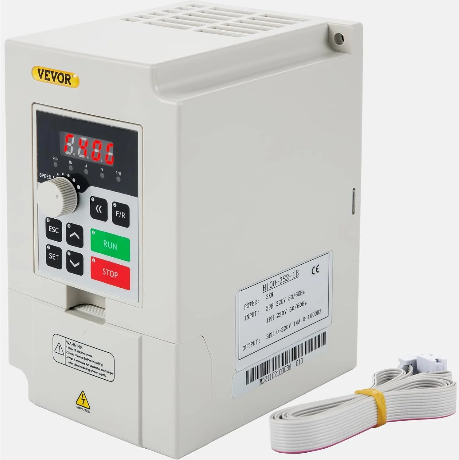 Перетворювач частоти Vevor H100-3S2-S / 3 kW / Векторне керування / 220V / 0-400 Гц / Сірий, фото №3 Перетворювач частоти Vevor H100-3S2-S / 3 kW / Векторне керування / 220V / 0-400 Гц / Сірий, фото №3