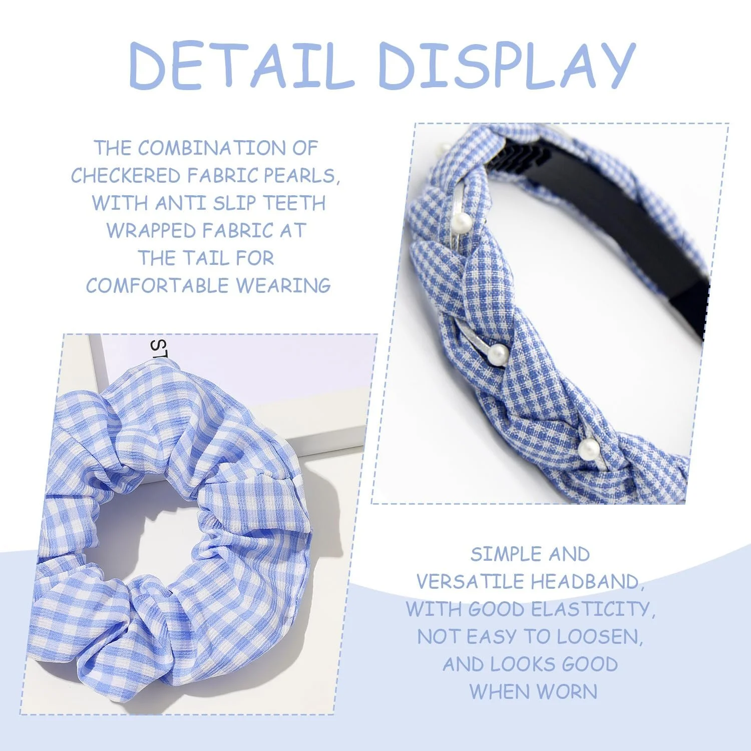 Обруч на голову, Гумка для волосся, Синій, фото №3