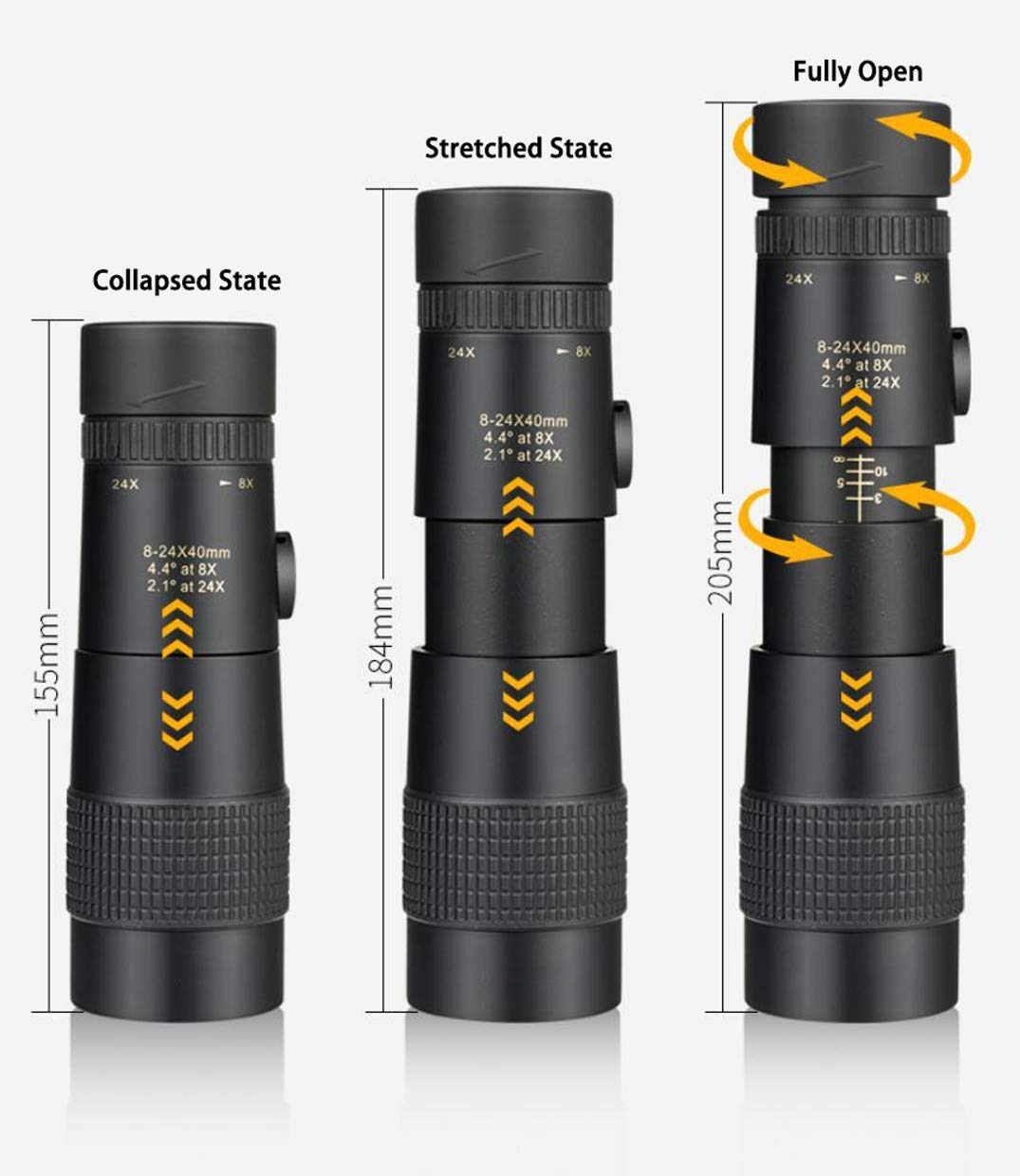 Монокуляр Spacmirrors 8-24x40 Super-Telezoom BAK4 FMC Велике окуляр HD Водонепроникний, фото №4 Монокуляр Spacmirrors 8-24x40 Super-Telezoom BAK4 FMC Велике окуляр HD Водонепроникний, фото №4