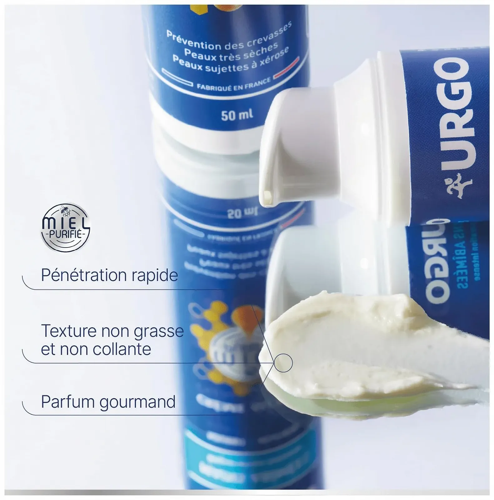 Крем для рук Urgo Интенсивное восстановление поврежденных рук с очищенным медом для очень сухой кожи, 50 мл, фото №3