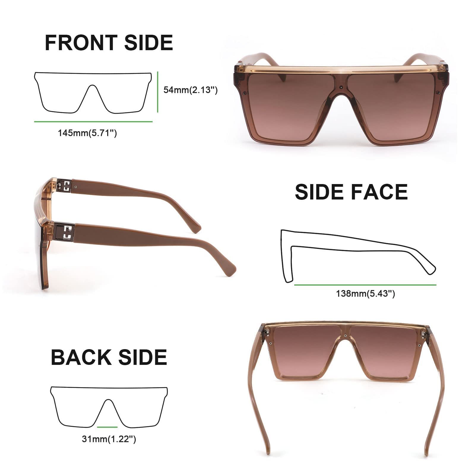 Сонцезахисні окуляри FEISEDY Квадратні Великі для чоловіків та жінок XXL B4021, фото №4