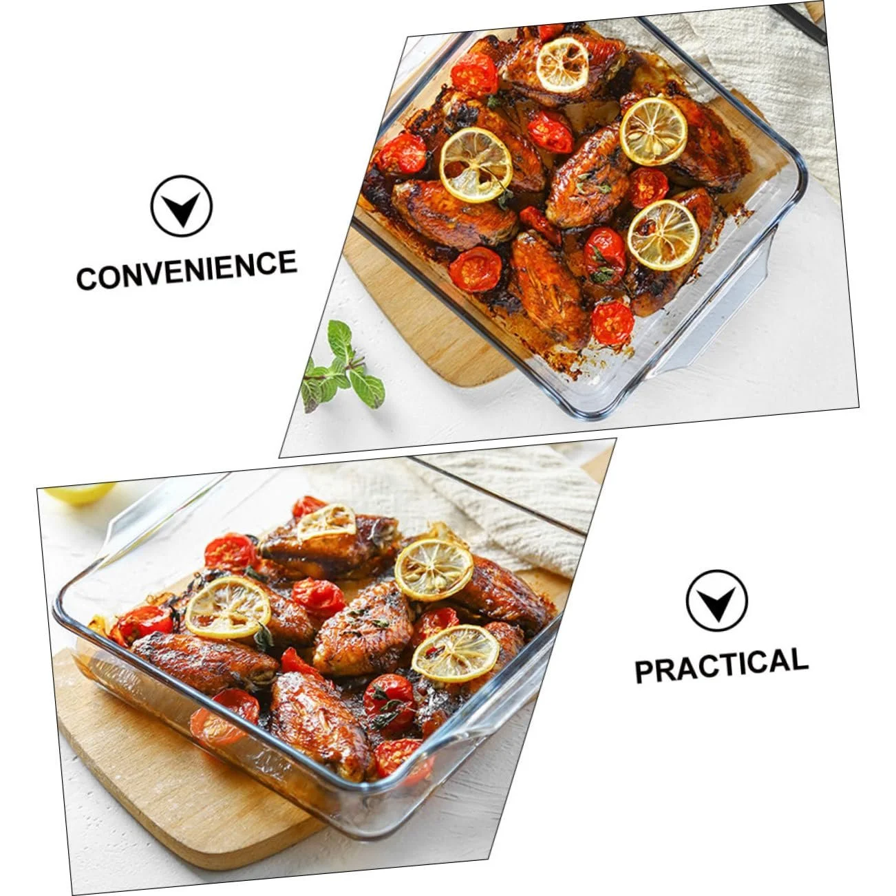 Форма для запекания жаростойкая овальная стеклянная с двойными ручками, фото №3