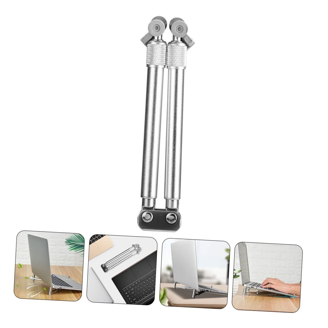 Підставка для ноутбука алюмінієва регульована NUOBESTY складана телескопічна конструкція охолоджуюча для ергономічного використання портативна легка для подорожей підтримка шиї та спини, фото №7