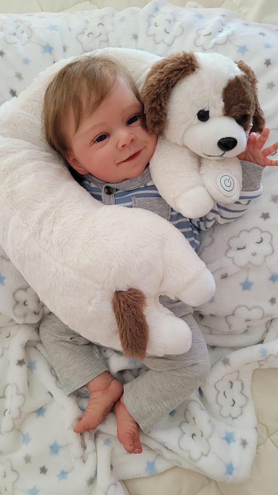 Кукла RXDOLL Reborn Baby Boy 45 см Реалистичная Кукла Полностью Силиконовая с Волосами Как Реальная Живая Кукла Новорожденные с Аксессуарами, фото №7