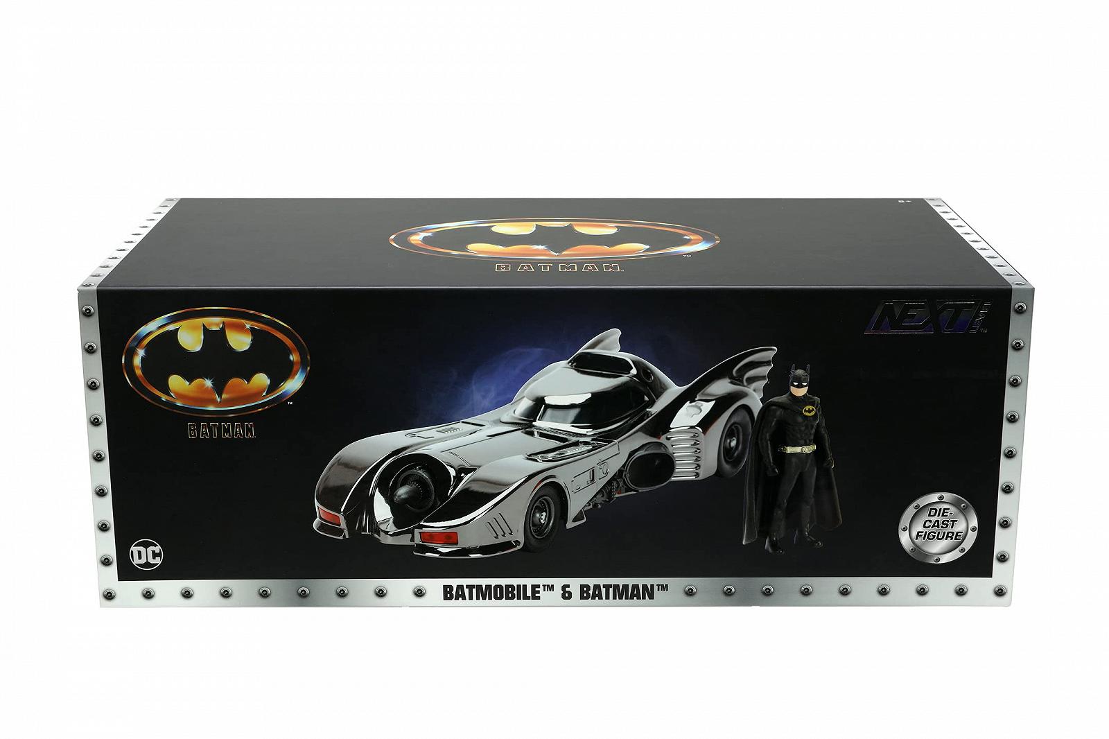 Модель автомобіля Jada Toys Next Level 1989 Batmobile 1:24 Відкритий кокпіт, відкидні гармати, відкритий багажник, включає фігурку Бетмена, спеціальне видання, індивідуально пронумерована упаковка, чорний хром, фото №7