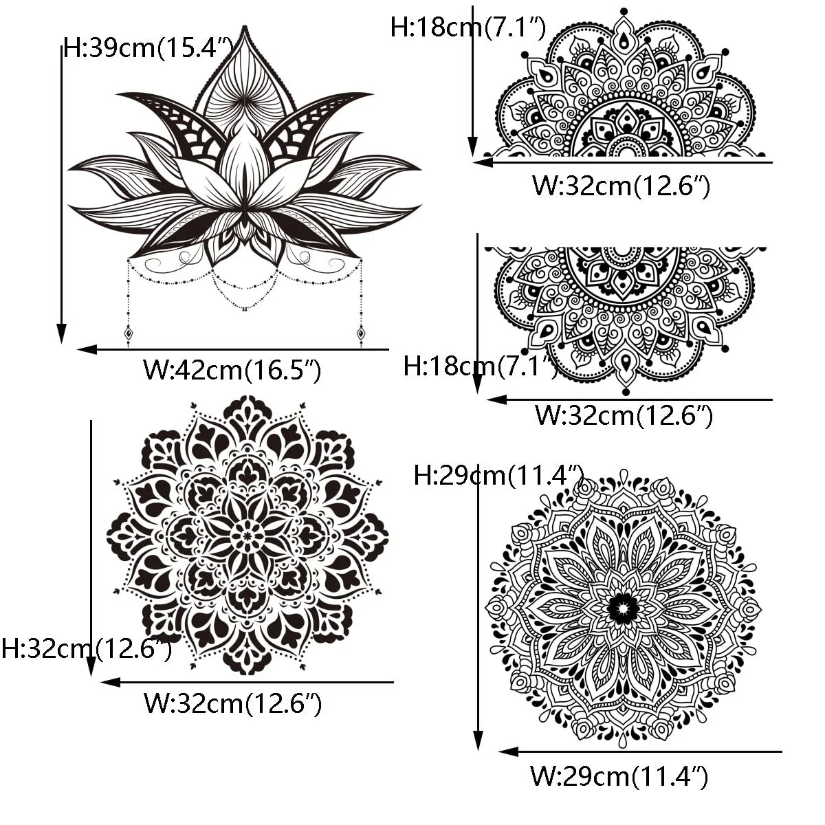 Наклейка на стіну Runtoo Mandala Великий Лотос Чорний, фото №4