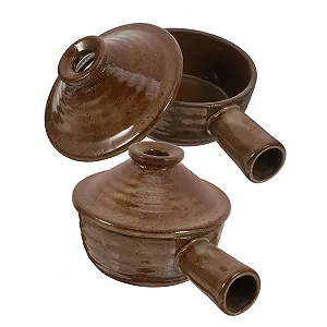 Кастрюля керамическая Toyvian 2 штуки с крышкой жаростойкая для микроволновой печи - Фото 1