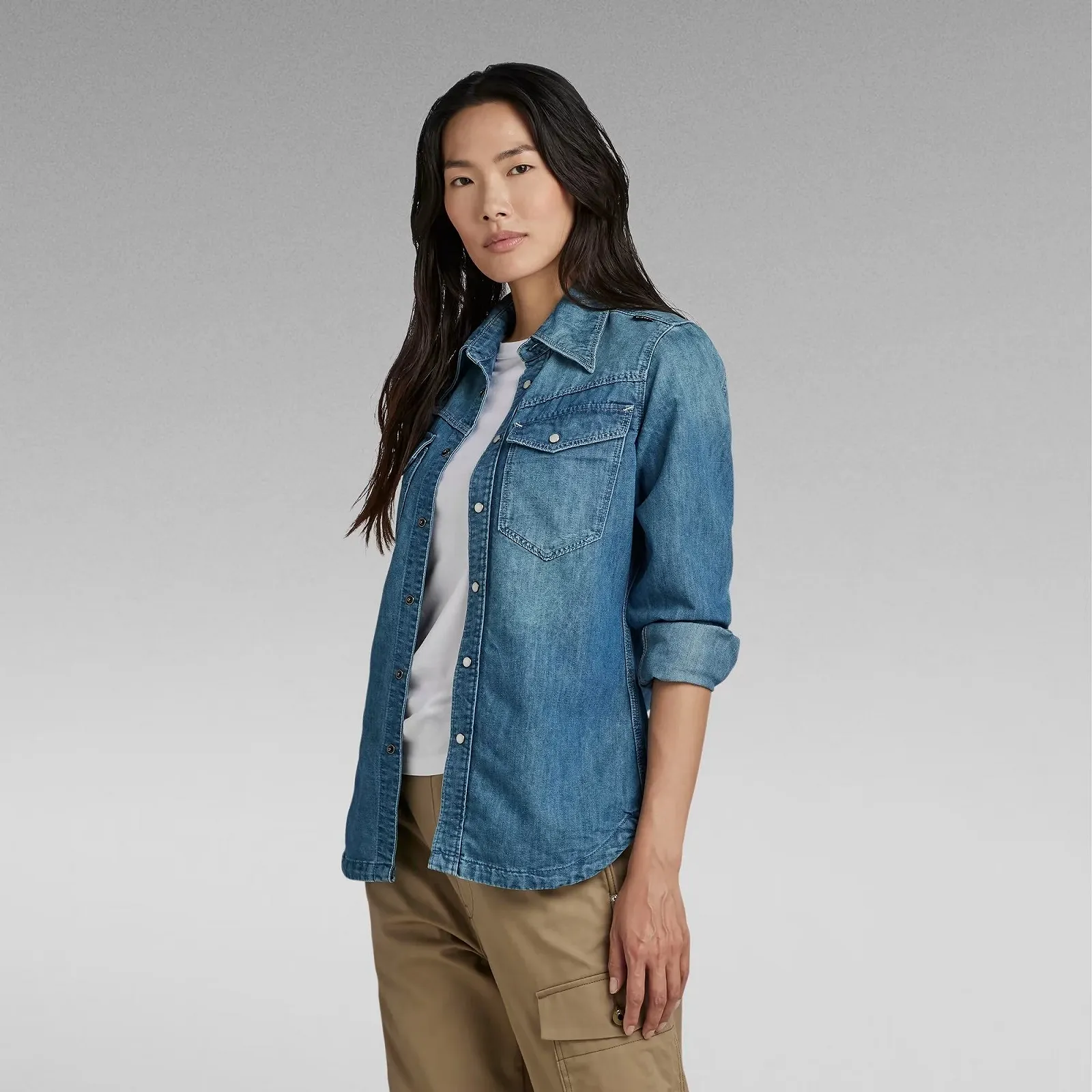 Женская рубашка G-Star RAW Premium 70'S Slim Denim Shirt - XS, фото №2