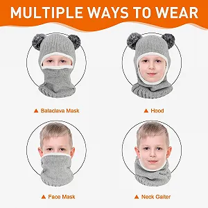 Детская зимняя шапка для детей 1-6 лет, многофункциональная термоветрозащитная вязаная synthetic.ua - Фото 1