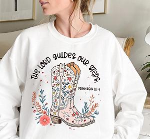 Худи The Lord Guides Our Steps Proverbs Western Christian Shirt Floral Christian Cowgirl Boots Top synthetic.ua - Фото 1