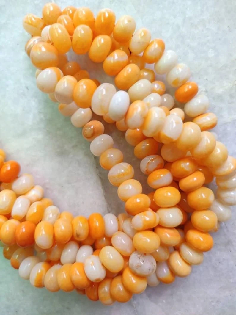 Бусины Опал Желто-оранжевый Круглые Гладкие 9 мм, фото №1