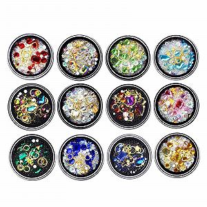Стразы Плоские 3D для Маникюра Белые и Разноцветные, Металлические Пуговицы - Фото 1