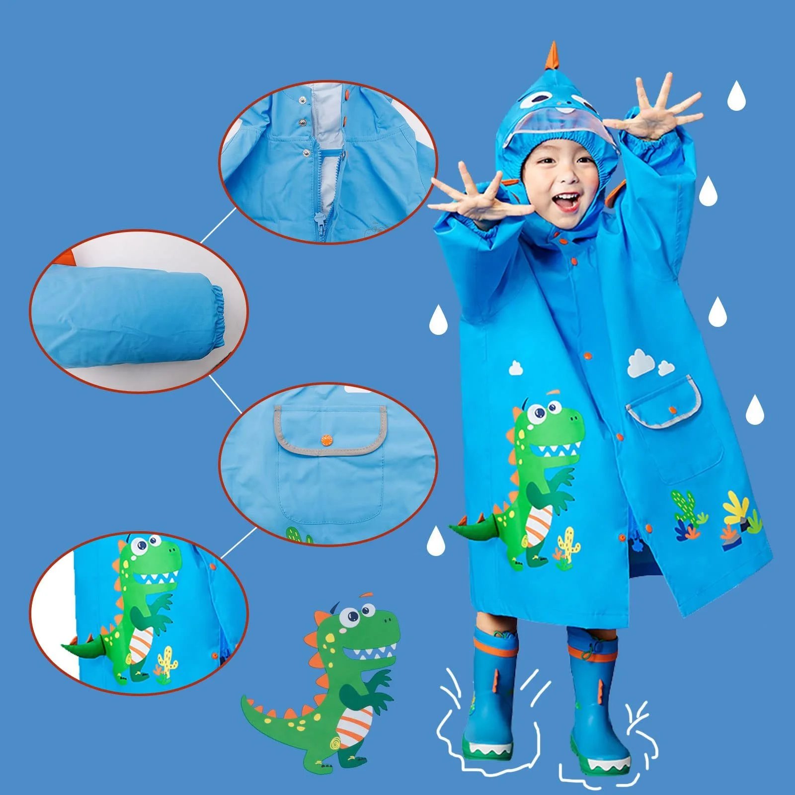 Дитячий дощовик з капюшоном JinBei для хлопчиків, фото №4