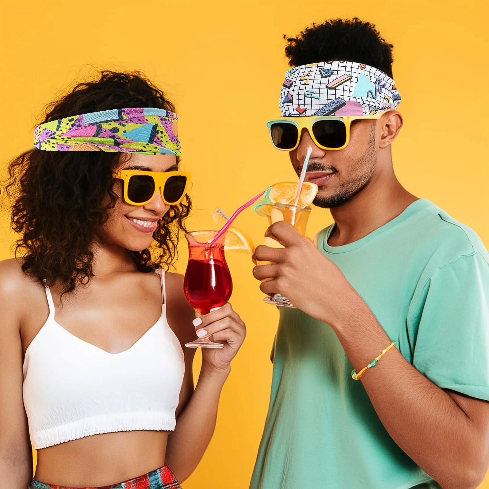 Пов'язка на голову Mabor 80-х Ретро принт, набір 4 шт., фото №7