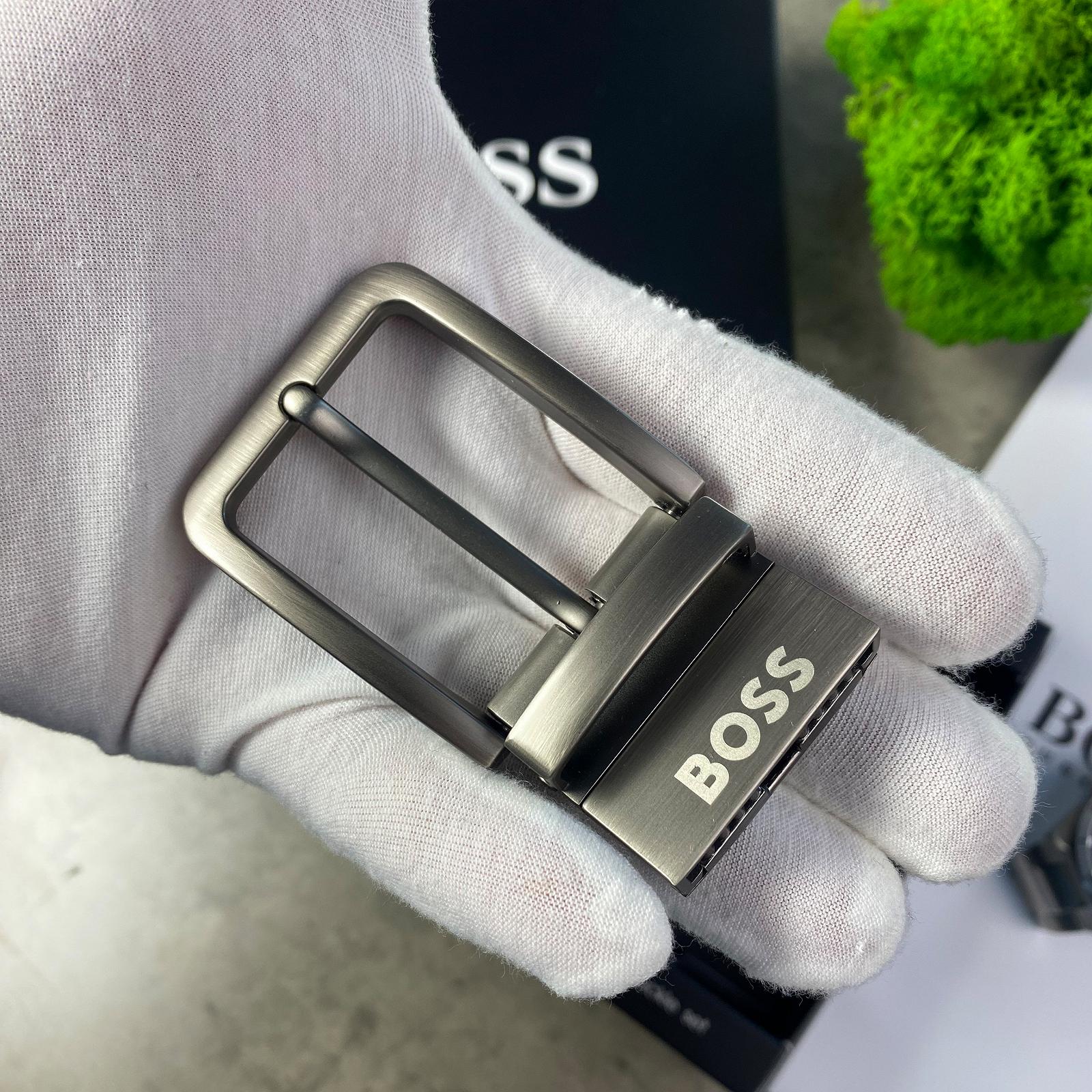 Подарунковий набір зі шкіряним ремнем Boss з двома змінними пряжками Босс, фото №5