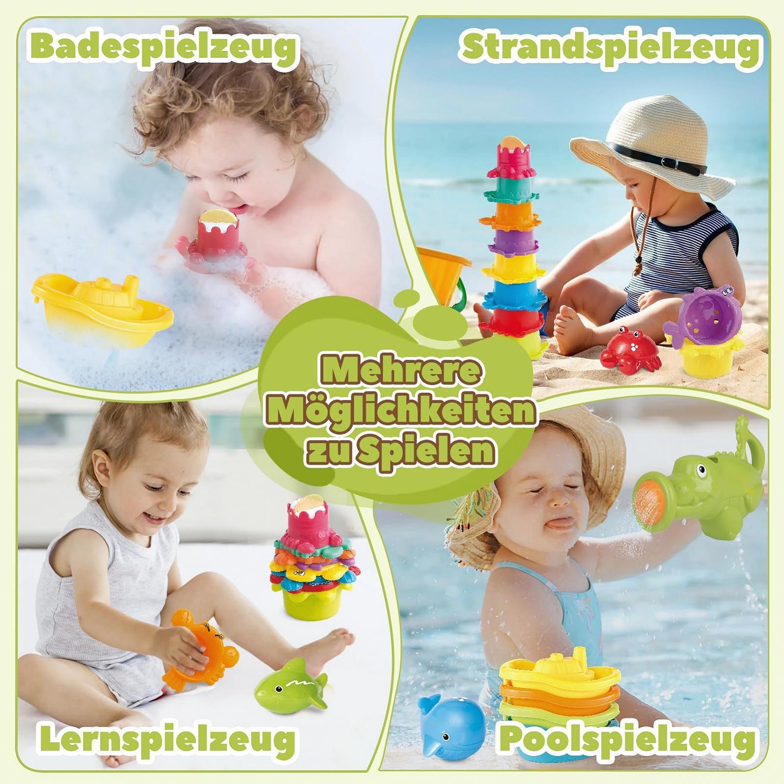 Набір іграшок для ванни 16 предметів Лійка, Стаканчики, Човники, фото №6