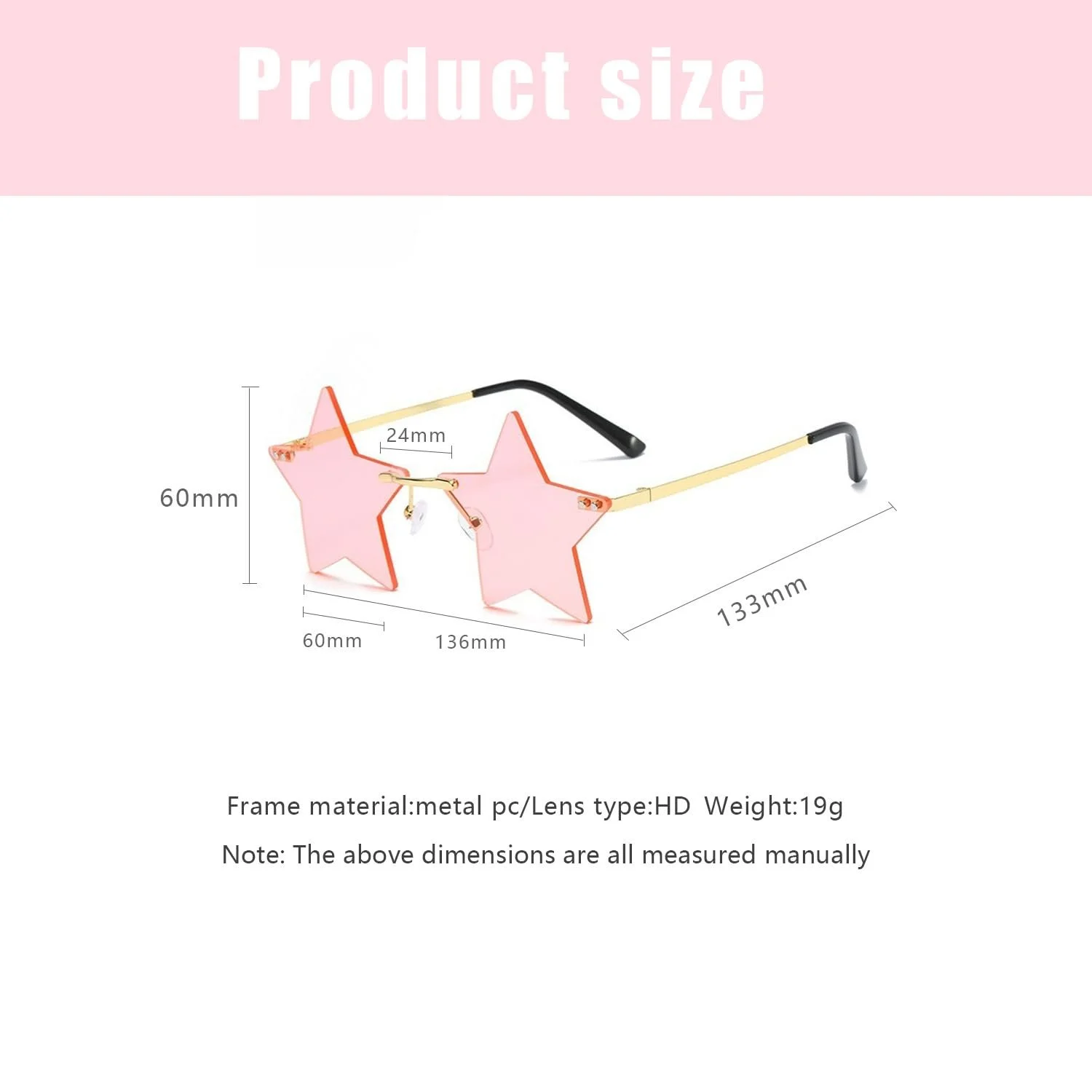 Сонцезахисні окуляри Без оправи Pentagram Nujvnuj Золота оправа з рожевими вставками, фото №2