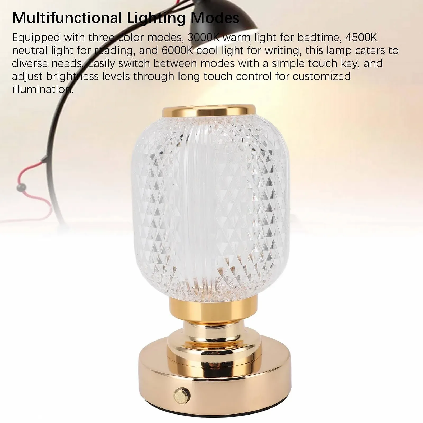 Настільна лампа LED Wireless 1500 мАг Сенсорна 3 режими, фото №3