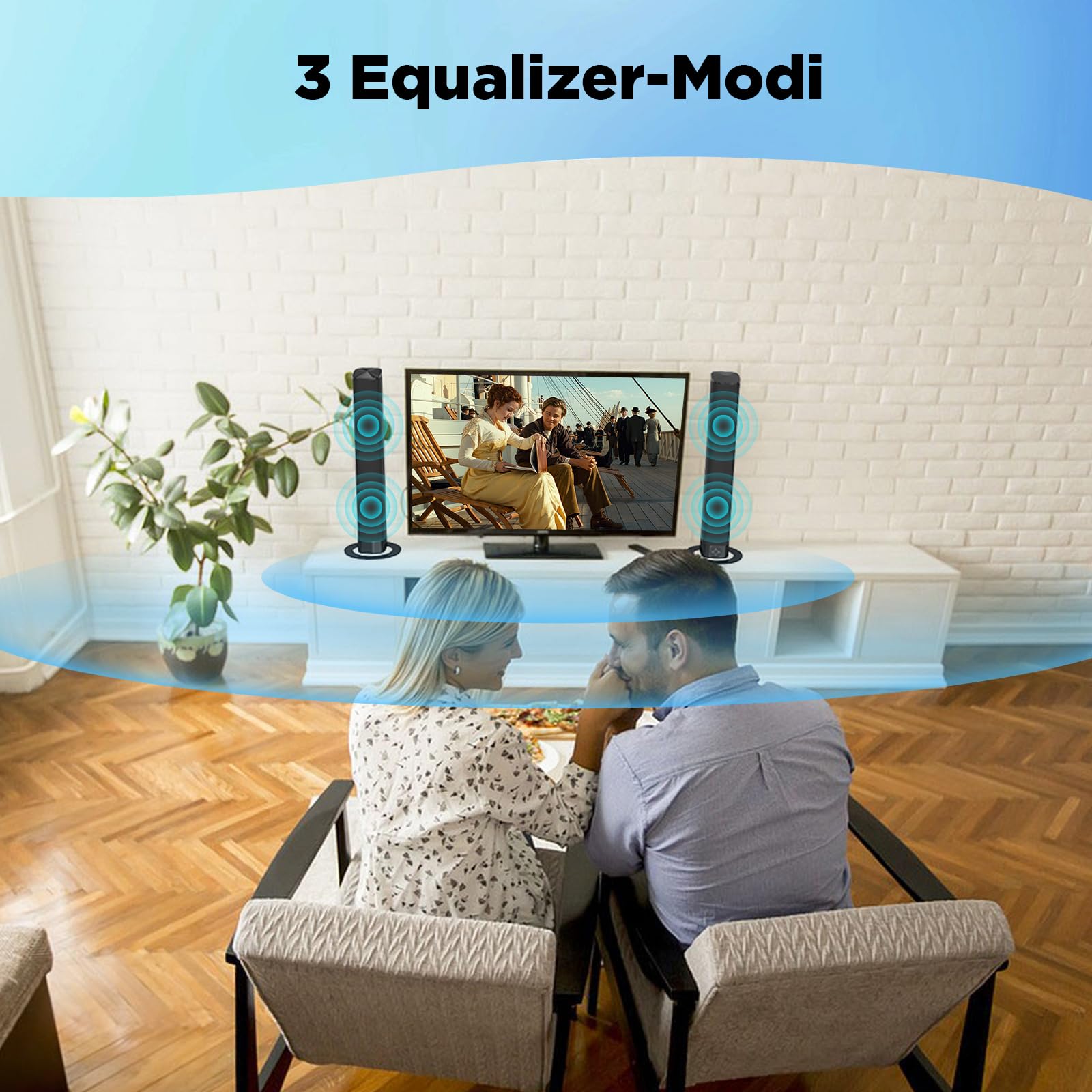 Саундбар GarageRock для телевізорів 90 Вт 5.0 Bluetooth 3D Surround Sound ARC/Optical/Aux Кріплення на стіну Чорний, фото №4