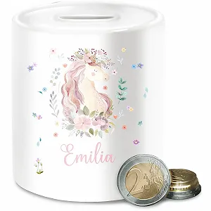 Скарбничка керамічна Єдиноріг біла персоналізована - Фото 1