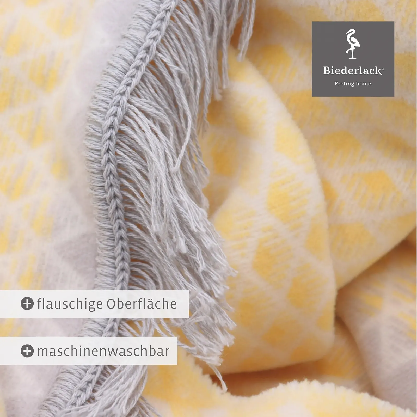 Покривало Biederlack Fluffy Soft Cuddly Daylight Yellow Німеччина Oeko-Tex Made in Green Бахрома Бавовна та поліакрил 150 x 200 см, фото №4