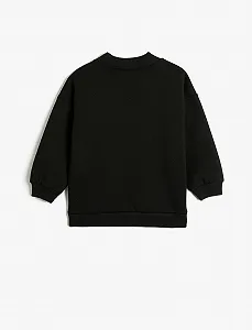 Світшот Koton Для дівчат, з котячими паєтками, з начосом всередині, з круглим вирізом synthetic.ua - Фото 1