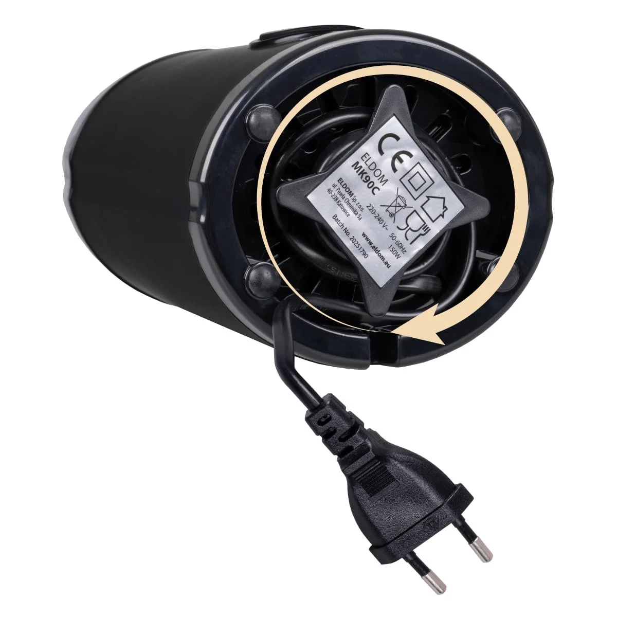 Электрическая кофемолка Eldom MK90C 60 г, лезвия из нержавеющей стали, черная, мощность 150 Вт, фото №9