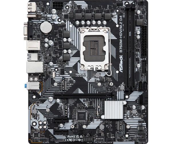 ASRock B760M-HDV/M.2 D4 (1700/B760, 2*DDR4, 1xPCIex16 4xSATAІІІ 3xM.2, GLan 7.1ch, mATX, фото №1