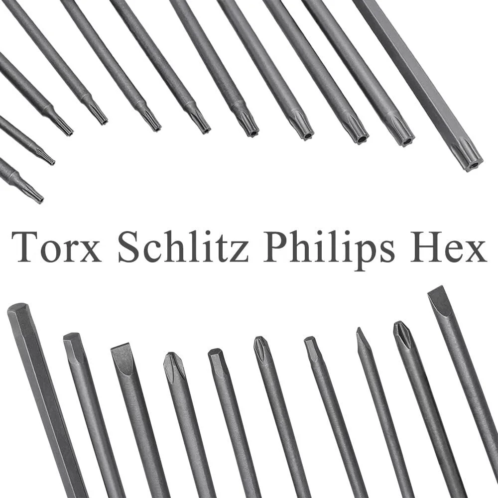 Набір викруткових біт Treki 21 шт 100 мм довгі Torx з отвором 6.35 мм шестигранник, фото №2