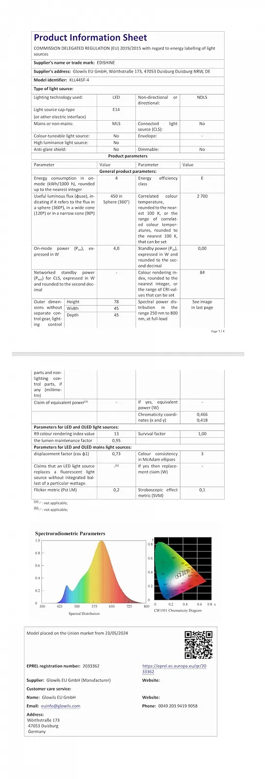 Настільна лампа EDISHINE Керамічна тканинний абажур E14 2700K, фото №8