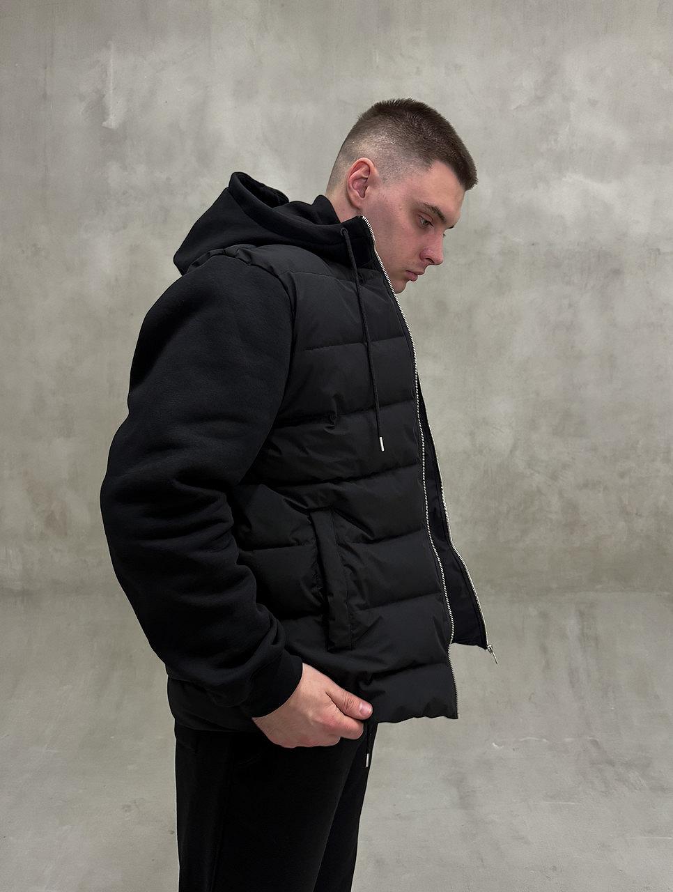 Куртка чоловіча демісезонна Infinity чорна весна з капюшоном L, фото №8 Куртка чоловіча демісезонна Infinity чорна весна з капюшоном L, фото №8