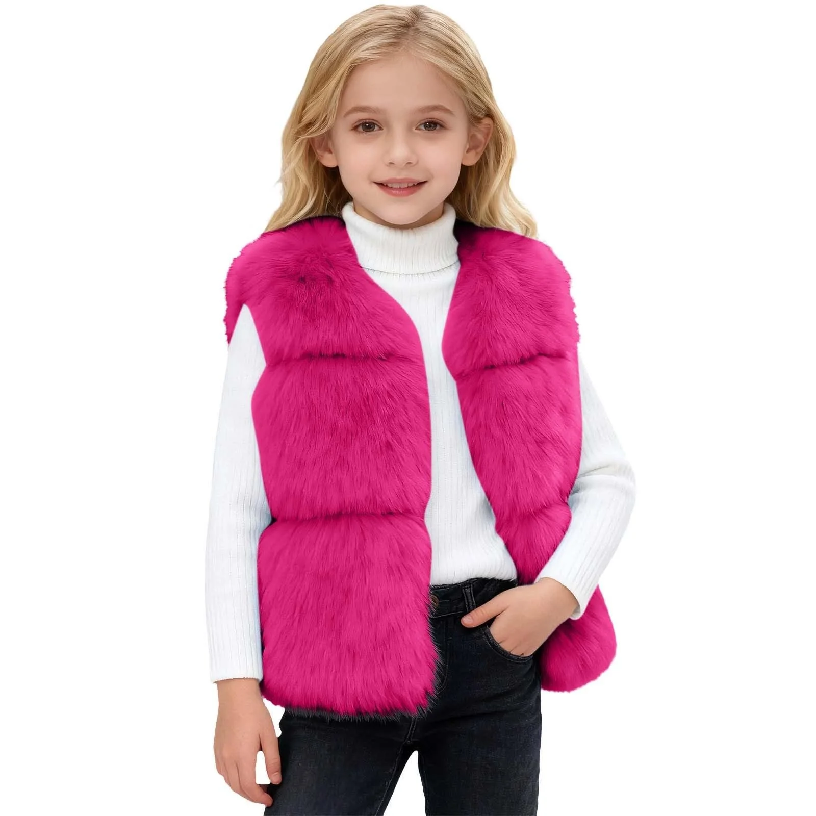 Жилет из искусственного меха Generisch для девочки, элегантный, теплый, зимний, без рукавов, плюшевый, жилет-пальто, фото №1