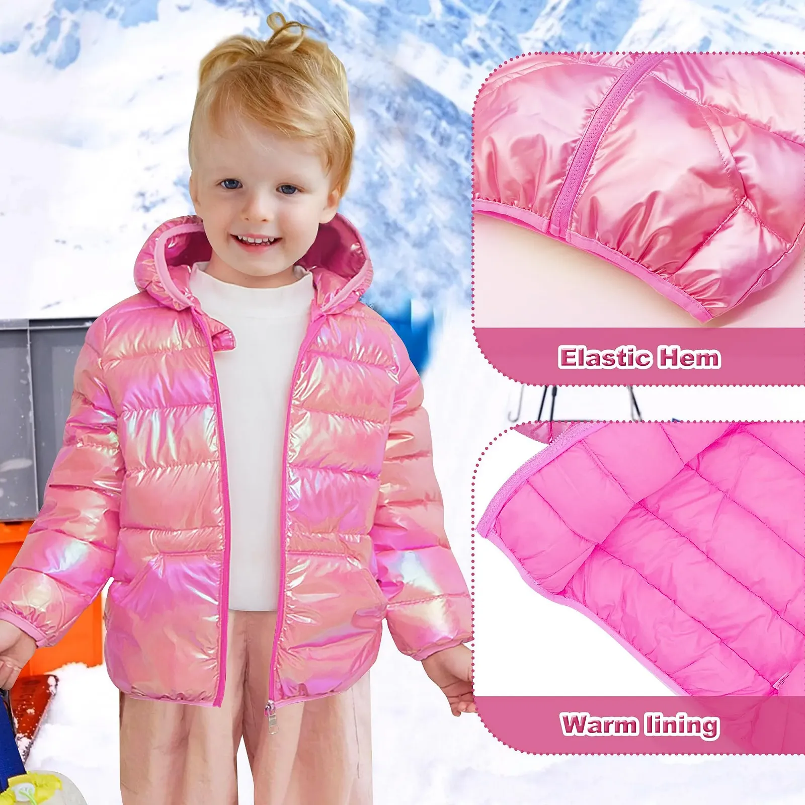 Зимова Куртка JinBei Дитяча Тепла на Підкладці з Капюшоном, фото №4