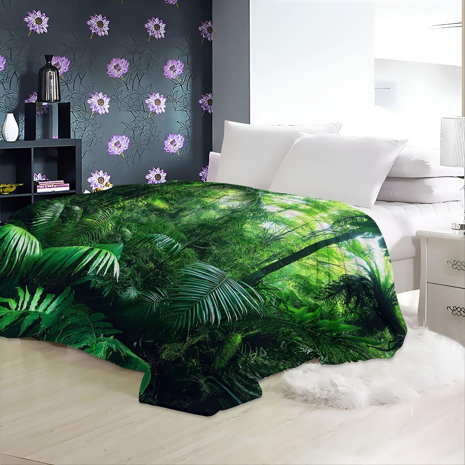 Покривало Фланель 220 x 240 см, М'яка ковдра, Тропічний ліс, Зелений, фото №6 Покривало Фланель 220 x 240 см, М'яка ковдра, Тропічний ліс, Зелений, фото №6